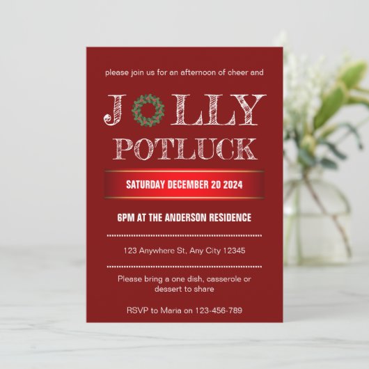 Christmas Jolly Potluck Invitation (Debout devant)