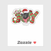 Christmas Joy Dwarf Stocking Black Pug Sticker (Vel)