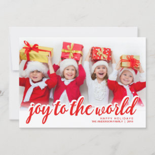 Christmas Joy Modern Hand Script Geletterde Foto Feestdagenkaart