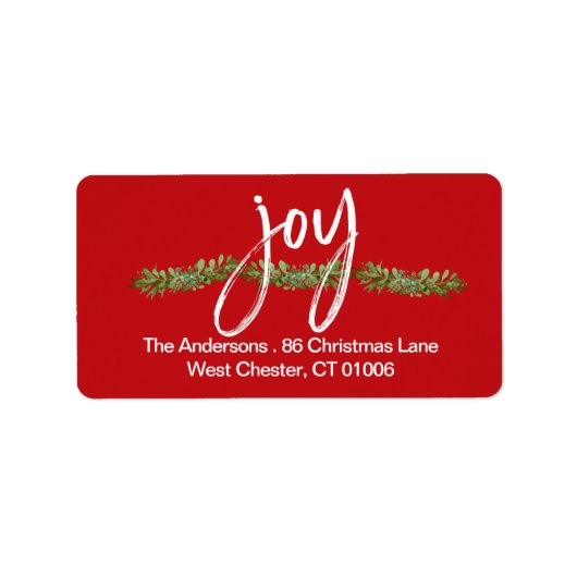 Christmas Joy Modern Script Retour-adreslabel Etiket (Voorkant)