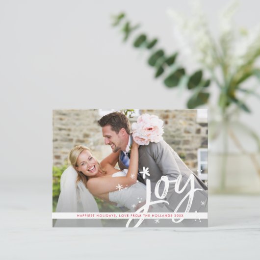 CHRISTMAS JOY moderne overlay fotoscript schrijven Feestdagenkaart (Staand voorkant)