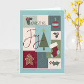 Christmas Joy Patchwork Quilt uiterlijk Kaart (Gele Bloem)