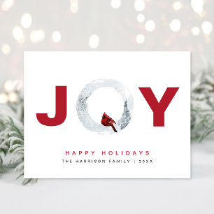 Christmas Joy Red Cardinal Waterverf Feestdagenkaart