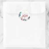 Christmas Joy Wreath Name Handwritten Script Ronde Sticker (Tas)