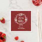 Christmas Joyeux Noel Gold Snowflakes Monogram Servet (Insitu)