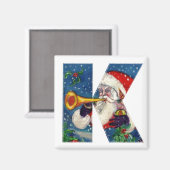 CHRISTMAS K LETTER/SANTA BUGLER MONOGRAM MAGNEET (Voorkant / Achterkant)