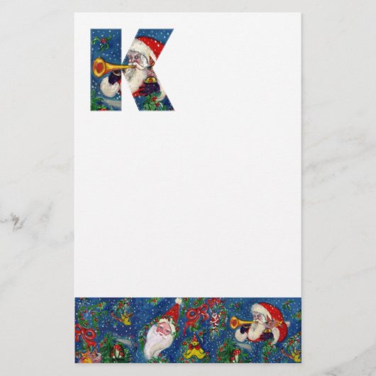 CHRISTMAS K LETTER/SANTA CLAUS BUGLER MONOGRAM BRIEFPAPIER (Voorkant)