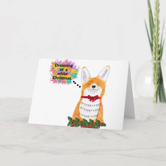 Christmas Kaart Fox droomt van een witte kerst (Voorkant)