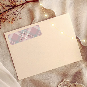 Christmas Kaart Retour Adreslabels Plaid Etiket