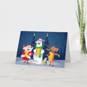 CHRISTMAS-KAART VAN 1 JAAR MET SANTA/CAROLERS KAART