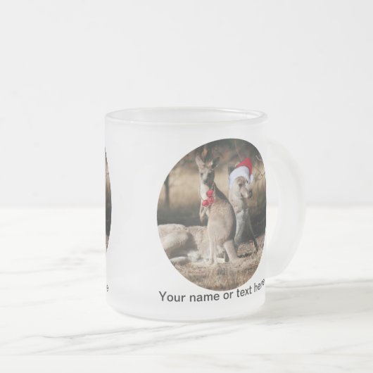 Christmas Kangaroos Australian Style Matglas Koffiemok (Voorkant rechts)