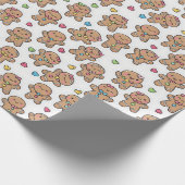 Christmas Kawaii Gingerbread Men Wrapping Paper Cadeaupapier (Hoek)