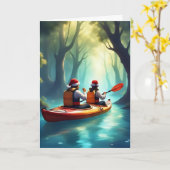 Christmas Kayak Adventure - Carte de voeux de Noël (Fleur jaune)