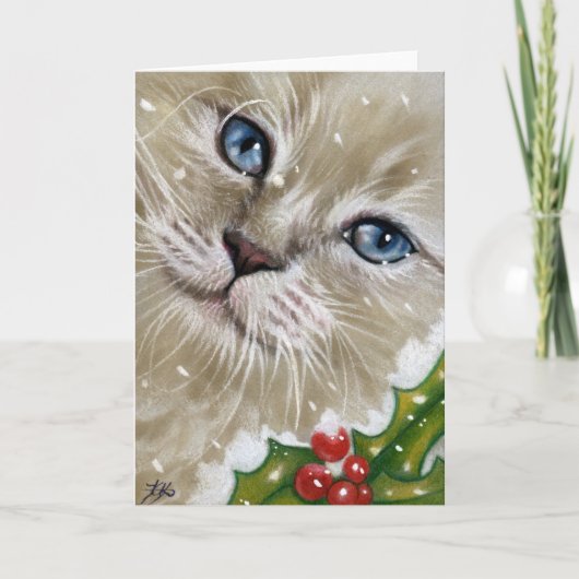 Christmas Kitten cat Greeting CARD Feestdagen Kaart (Voorkant)
