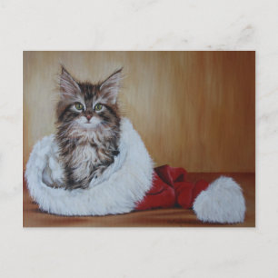 Christmas Kitten Painting Briefkaart
