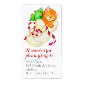 Christmas kitten retour adreslabels etiket (Voorkant)