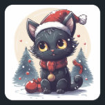 Christmas Kitty dans une Wonderland d'hiver<br><div class="desc">C'est une illustration émouvante d'un chat noir orné d'un foulard rouge festif et d'un chapeau de Père Noël, assis au milieu d'une scène enneigée avec des pins et des flocons de neige tombant dans l'arrière - plan. Les grands yeux brillants du chat et les formes arrondies et douces utilisées dans...</div>
