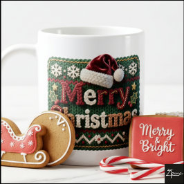 Christmas Knit Sweater Merry Christmas Santa Hat Koffiemok