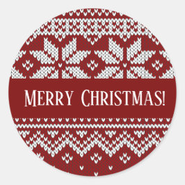 Christmas Knitted Red and White Sweater Ronde Sticker