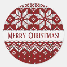 Christmas Knitted Red and White Sweater Ronde Sticker