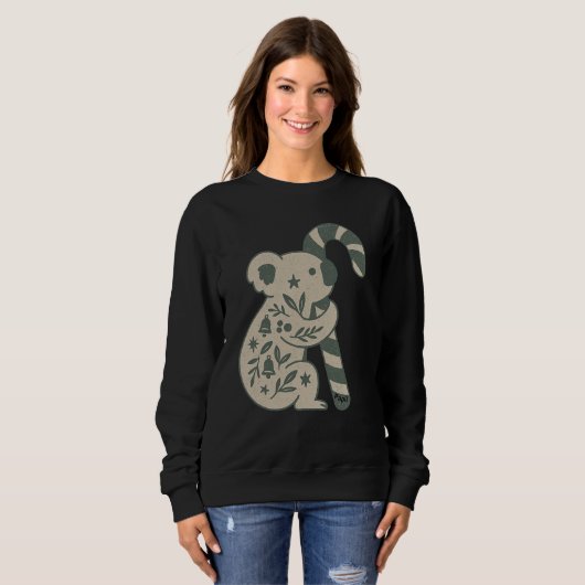 Christmas Koala with Candy Cane Sweatshirt (Devant entier)