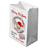 Christmas konijn speciale levering voeg naam toe medium cadeauzakje (Achterkant Gekanteld)