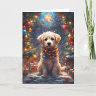 Christmas Labradoodle Puppy Art carte