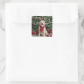 Christmas Labrador Retriever met gewei Vierkante Sticker (Tas)