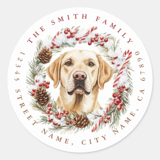 Christmas Labrador Retriever Ronde Stickers (Voorkant)