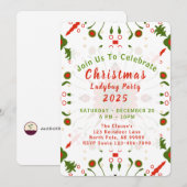 Christmas Ladybug Party Red White Green Kaart (Voorkant / Achterkant)