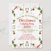 Christmas Ladybug Party Red White Green Kaart (Voorkant)