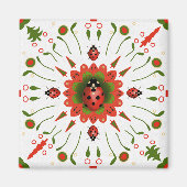 Christmas Ladybug Red White Green Magneet (Voorkant)