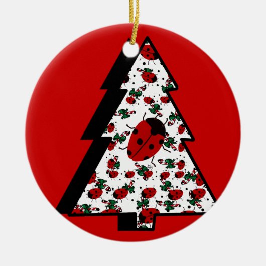 CHRISTMAS LADYBUGS KERAMISCH ORNAMENT (Voorkant)