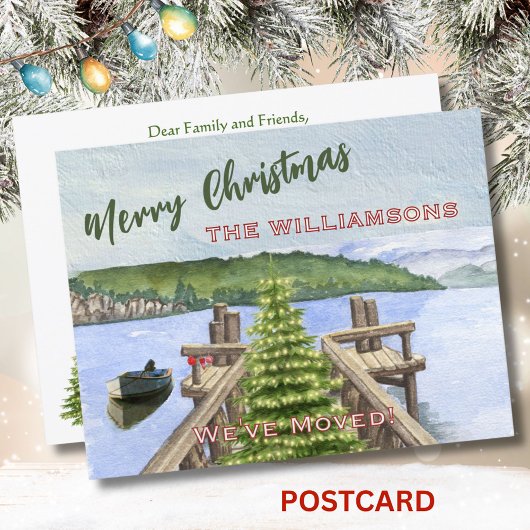 Christmas Lake Budget Holiday Move Faire-part