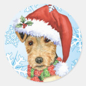 Christmas Lakeland Terrier Ronde Sticker (Voorkant)