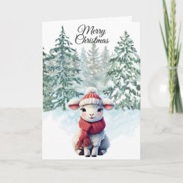 Christmas Lamb Folded Holiday Card Feestdagen Kaart