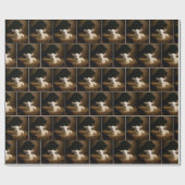 Christmas Lamb In a Manger With Lion Shadow Cadeaupapier (Vlak)