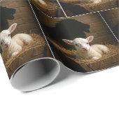 Christmas Lamb In a Manger With Lion Shadow Cadeaupapier (Rol Hoek)