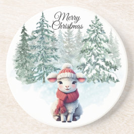 Christmas Lamb Sandstone Coaster Zandsteen Onderzetter