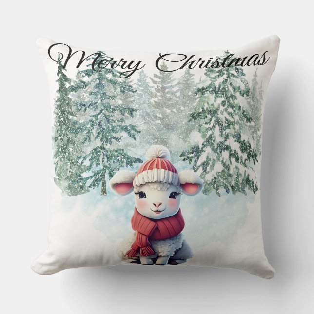 Christmas Lamb Throw Pillow Kussen (Voorkant)