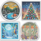 Christmas Landscape Vinyl Cut Stickers  (Devant)
