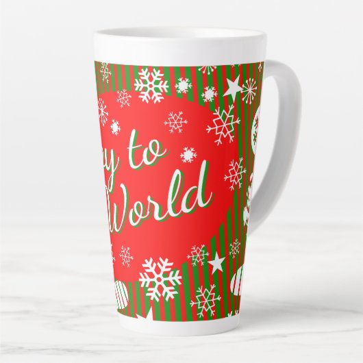 Christmas Latte Mug – Joy to the World Red & Green (Angle droit)