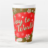 Christmas Latte Mug – Joy to the World Red & Green (Devant)