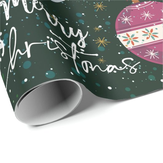 Christmas Leaf Snowflake Ornamenten Aangepaste naa Cadeaupapier (Rol Hoek)