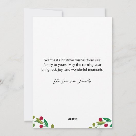 Christmas Leaves Wreath Holiday Greeting Card Feestdagenkaart (Achterkant)