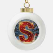 Christmas Letter S Ornament | Red Gold Monogram (Voorkant)