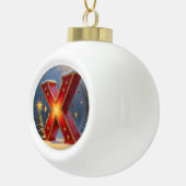 Christmas Letter X Ornament | Red Gold Monogram (Rechts)