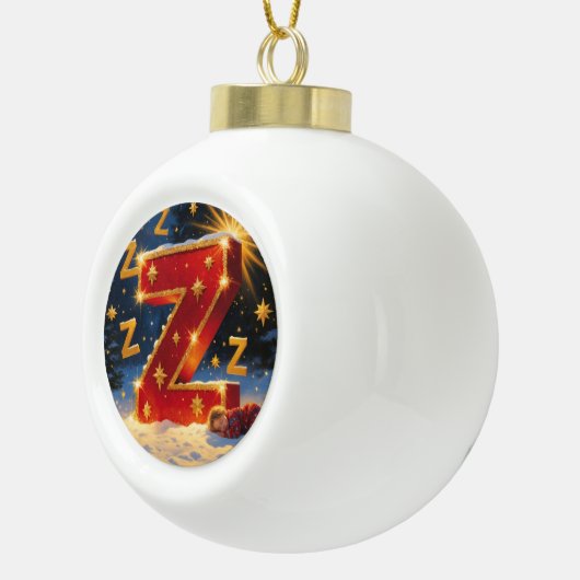 Christmas Letter Z Ornament | Red Gold Monogram (Rechts)