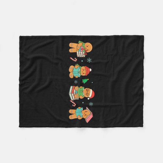 Christmas Library Gingerbread Man Books Lover Book Fleece Deken (Voorkant (Horizontaal))