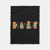 Christmas Library Gingerbread Man Books Lover Book Fleece Deken (Voorkant)